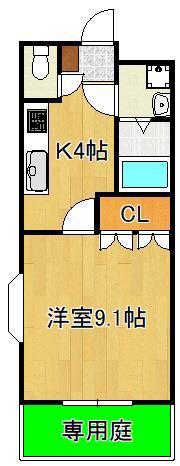 アメニティ徳力(1K/1階)の間取り写真
