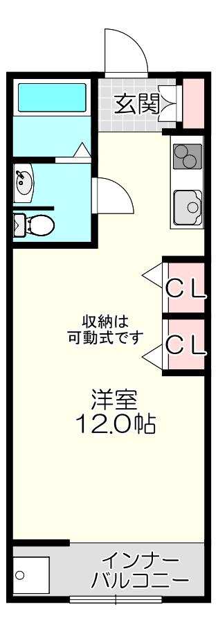 カンタービレ(ワンルーム/2階)の間取り写真