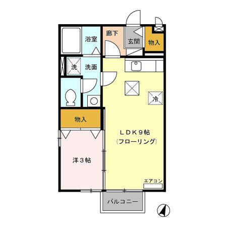 GREENFIELD(1LDK/1階)の間取り写真
