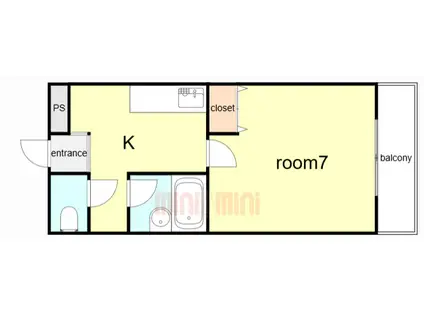 ヴィラパストラルII(1K/2階)の間取り写真