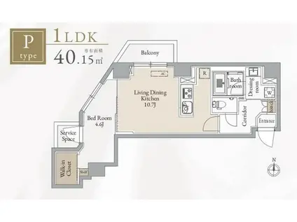 ジオエント新中野(1LDK/6階)の間取り写真