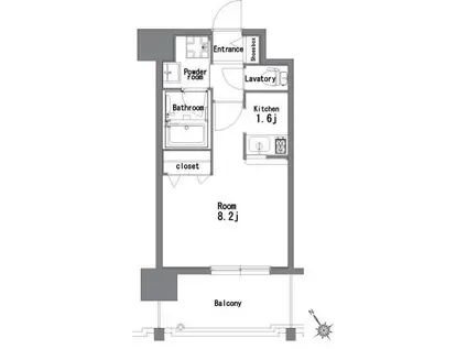 エンクレスト祇園II(1K/8階)の間取り写真