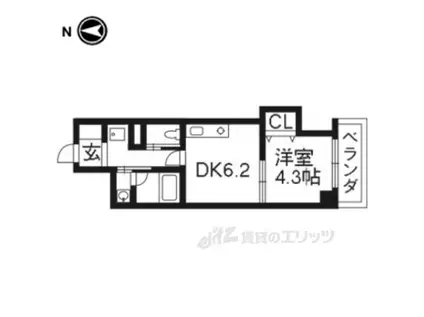 アメイジング桂(1DK/6階)の間取り写真