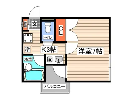 メゾン祇園ヶ丘(1K/1階)の間取り写真