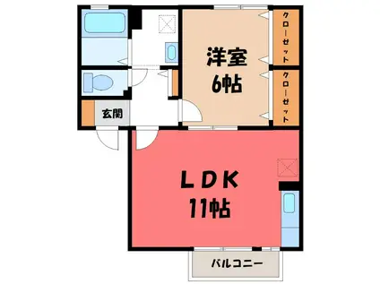 オリーヴ II(1LDK/1階)の間取り写真