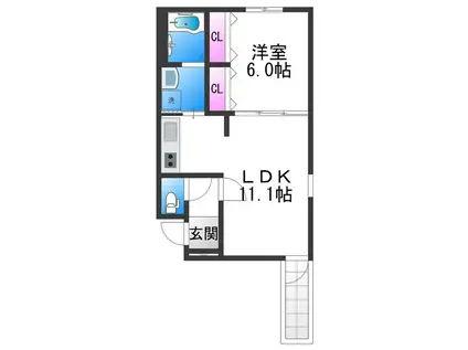 フジパレス加美東II番館(1LDK/3階)の間取り写真