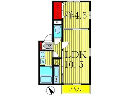 エクセルおおたかの森(1LDK/1階)の間取り写真