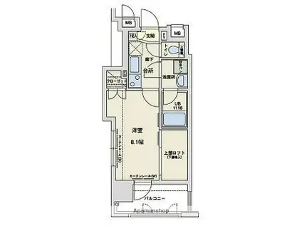 アクタス大手門II(1K/4階)の間取り写真