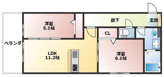 LICORICE A棟(2LDK/3階)の間取り写真