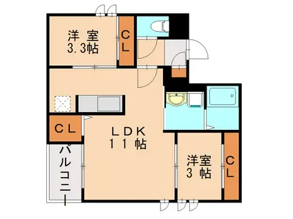 REGALEST MAPLE 千早(2LDK/2階)の間取り写真