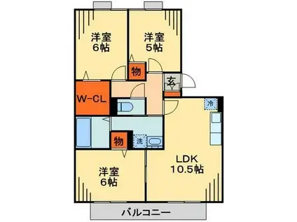 ロイヤルクレッセント西登戸(3LDK/2階)の間取り写真