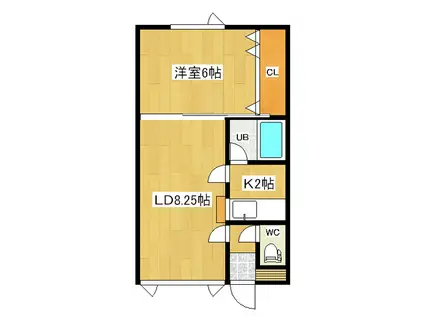 メイプルハウスB(1LDK/1階)の間取り写真