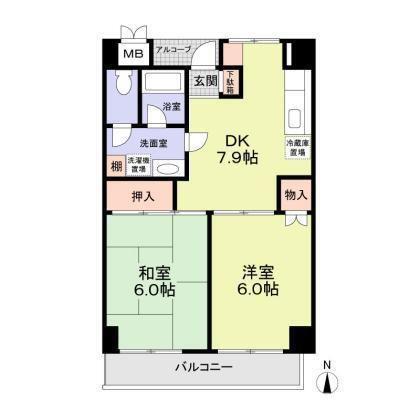 リヴェール浅見(2DK/5階)の間取り写真