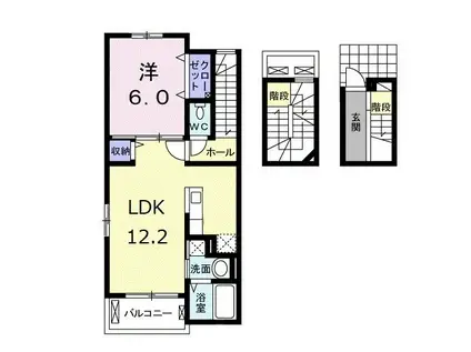 ルストパラディI(1LDK/3階)の間取り写真