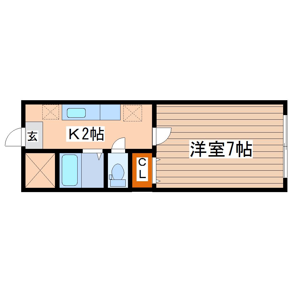ビューファイン台原(1K/1階)の間取り写真
