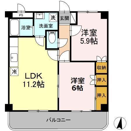 コンフォールパレス(2LDK/1階)の間取り写真