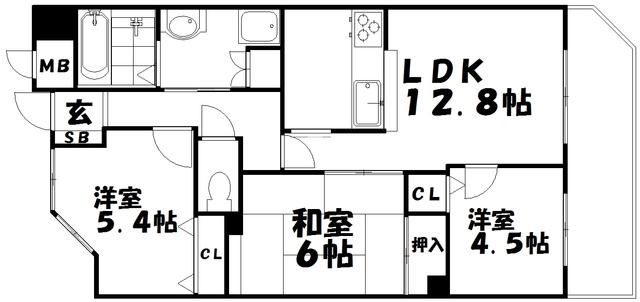 バレーヒルズ津田駅前(3LDK/3階)の間取り写真