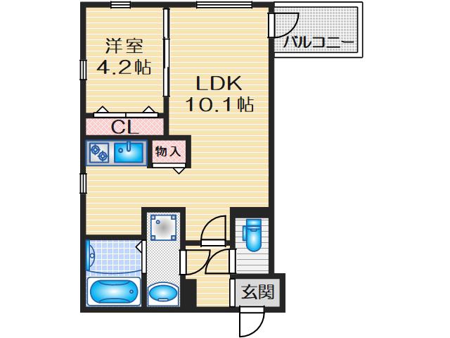 ファインウッド南茨木(1LDK/3階)の間取り写真