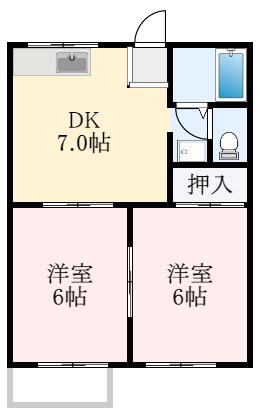 寿里マンション(2DK/2階)の間取り写真