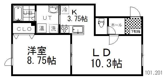 NEVER BRIGHT Α(1LDK/2階)の間取り写真