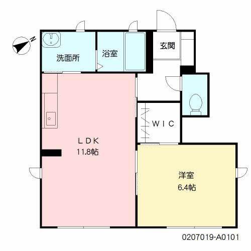 ディアス梶原(1LDK/1階)の間取り写真