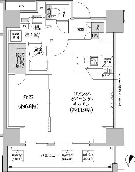 パークハビオ渋谷本町レジデンス(1LDK/6階)の間取り写真
