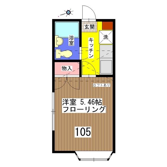 ドミールBS(1K/1階)の間取り写真