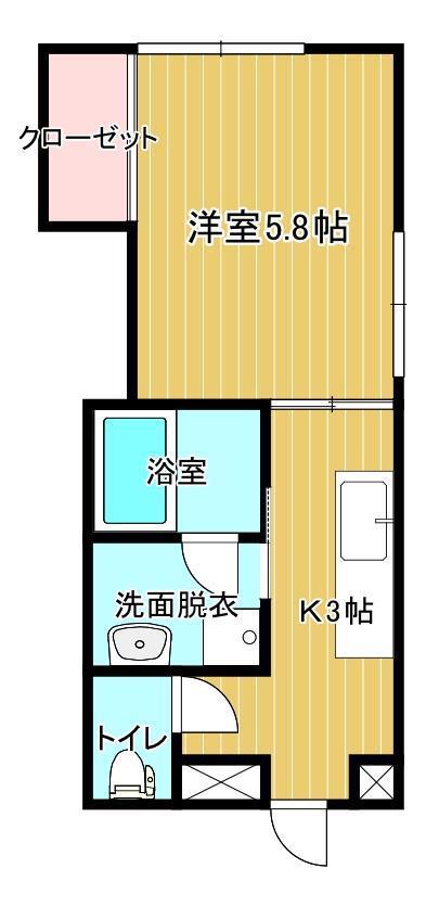 小島ビル(1K/2階)の間取り写真