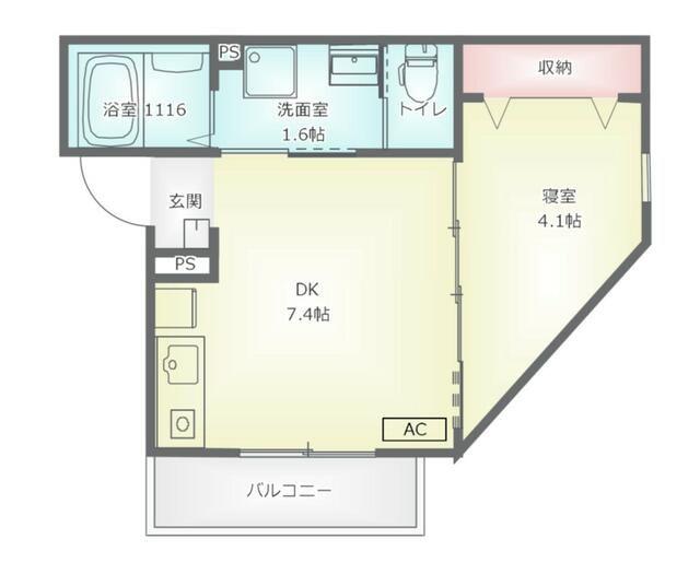 PINUS.I(1DK/1階)の間取り写真