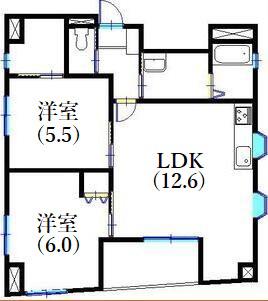 フォレストコート西元町(2LDK/5階)の間取り写真