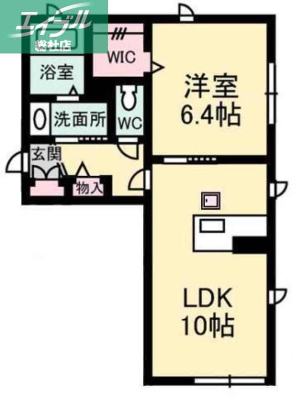 アプレ倉敷(1LDK/1階)の間取り写真