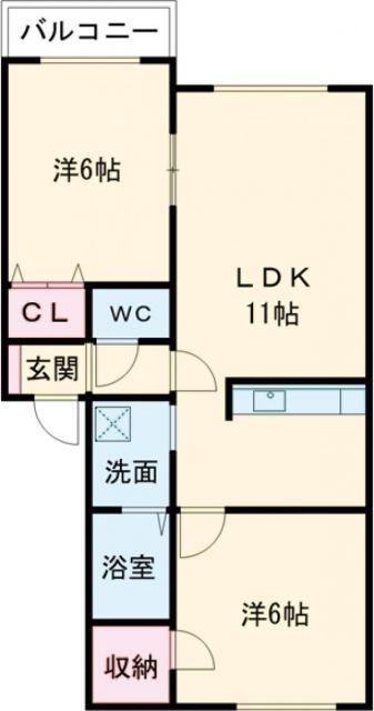 リッツハウス(2LDK/1階)の間取り写真