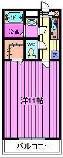 クローバーヒルズ(1K/2階)の間取り写真
