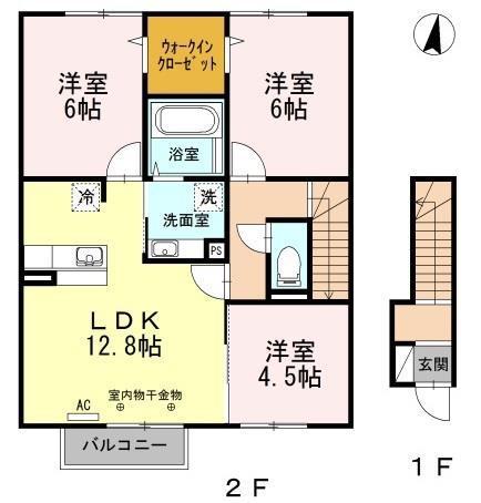 ヴェルチュ ノール(3LDK/2階)の間取り写真