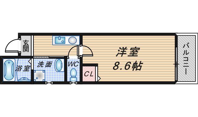 上野坂グランハイツC(1K/3階)の間取り写真