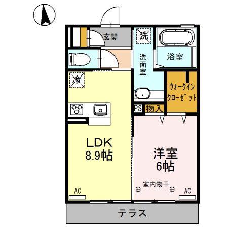 ラディアクレイドル(1LDK/2階)の間取り写真
