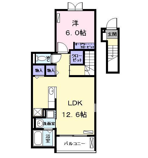 グレイスフル(1LDK/2階)の間取り写真