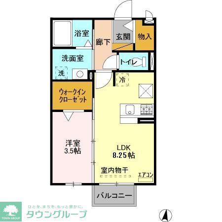グリーンコート(1LDK/1階)の間取り写真