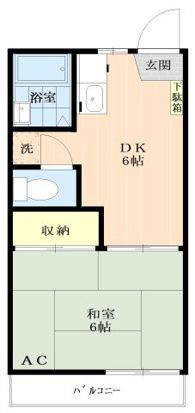 フォーブルかつら(1DK/2階)の間取り写真