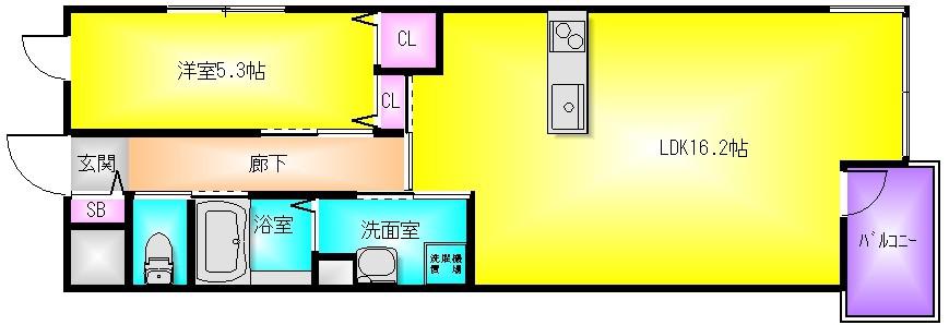 ユニヴァリィ オリゼ-(1LDK/3階)の間取り写真