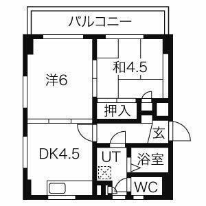 ヴェリタス(2DK/1階)の間取り写真