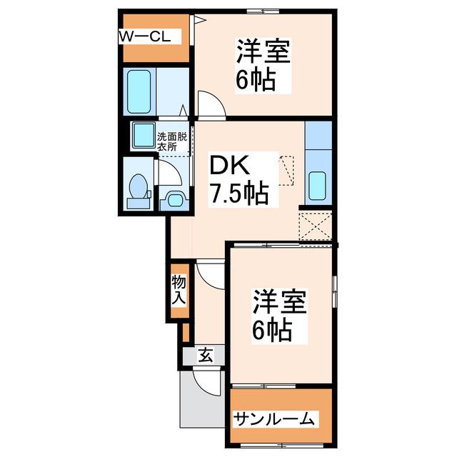 サンライズ野田I(2DK/1階)の間取り写真