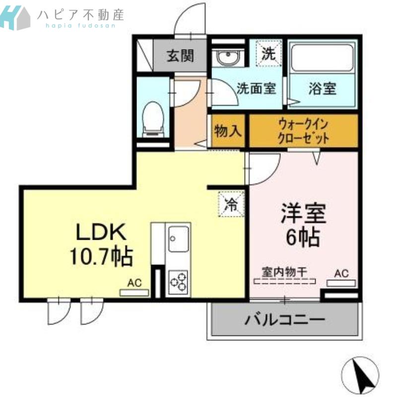 メテオール毛利町(1LDK/3階)の間取り写真