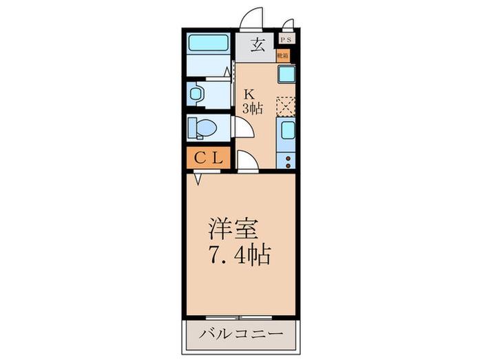 GRAND CHARIOT(1K/2階)の間取り写真