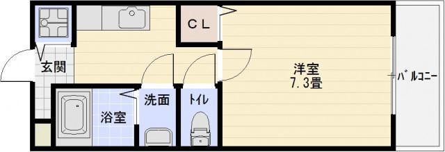 ベルドミール末広Ⅲ番館(1K/2階)の間取り写真