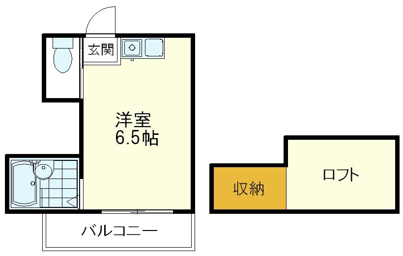 フラット鷹の台(ワンルーム/2階)の間取り写真