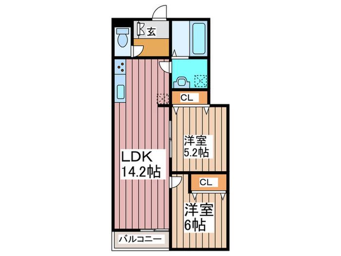 T-FORT MISATO(2LDK/2階)の間取り写真