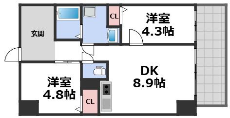 ハイラインV(2DK/5階)の間取り写真