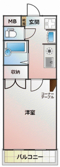 エル上熊本(1K/1階)の間取り写真