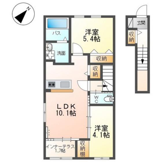ルミーナ開成(2LDK/2階)の間取り写真